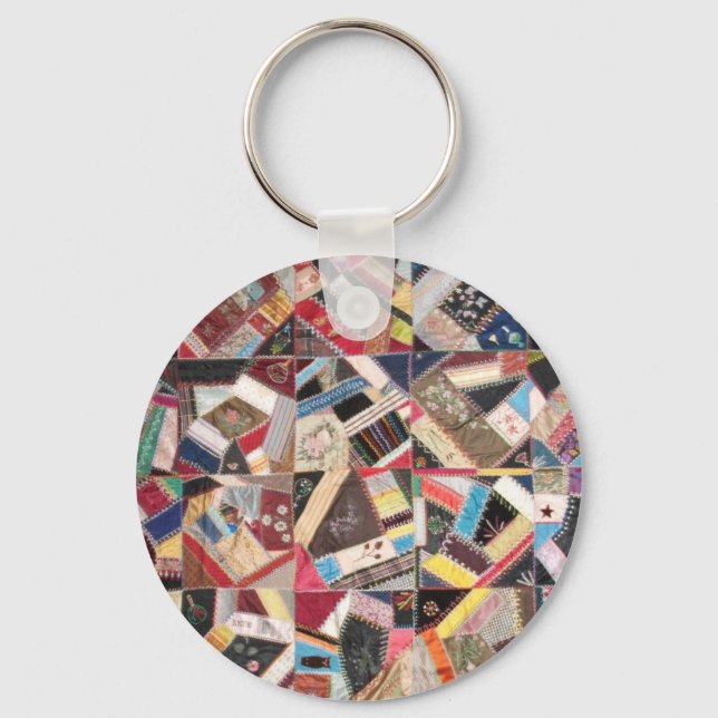 Antique, Victorian-Era, Crazy Quilt Keychain (Front)