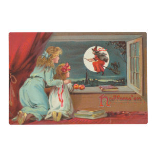 Antique Victorian Era Halloween Card, circa 1880 Placemat