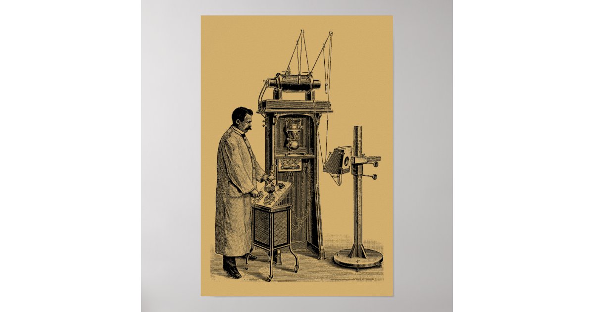 Antique Victorian Era Steampunk X Ray Machine Poster Zazzle Com