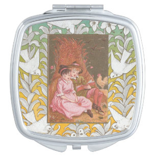 Antique VIctorian Era Valentine's Day Card, 1876 Compact Mirror