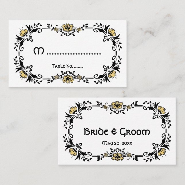 Antique Victorian Floral Flowers, Wedding Table No Place Card (Front/Back)