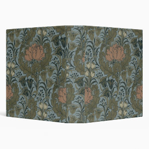 Antique Victorian Floral Pattern Sage Terracota 3 Ring Binder