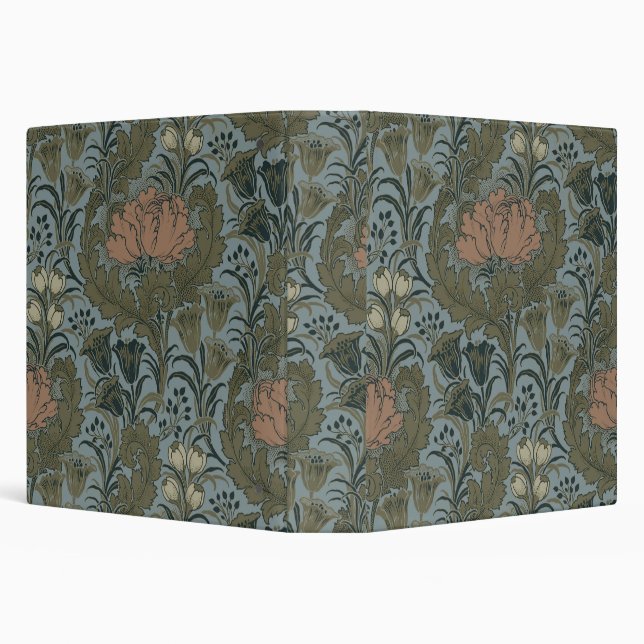 Antique Victorian Floral Pattern Sage Terracota 3 Ring Binder (Background)