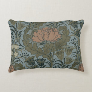 Antique Victorian Floral Pattern Sage Terracota Accent Pillow
