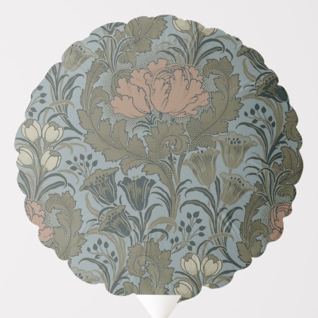 Antique Victorian Floral Pattern Sage Terracota Balloon (Front)