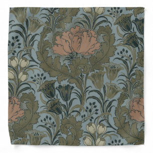 Antique Victorian Floral Pattern Sage Terracota Bandana