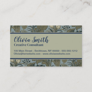 Antique Victorian Floral Pattern Sage Terracota Business Card