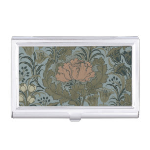 Antique Victorian Floral Pattern Sage Terracota Business Card Case