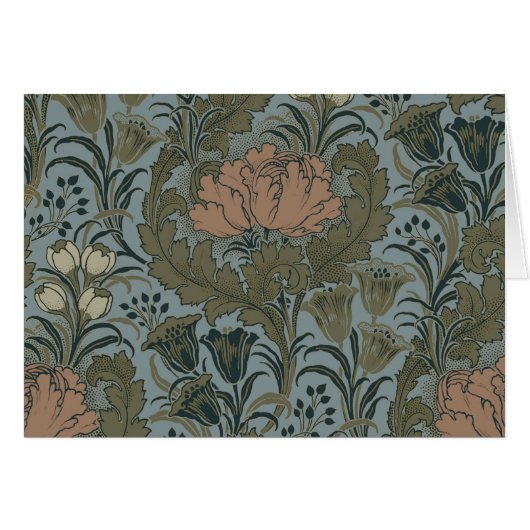 Antique Victorian Floral Pattern Sage Terracota Cards (Front Horizontal)
