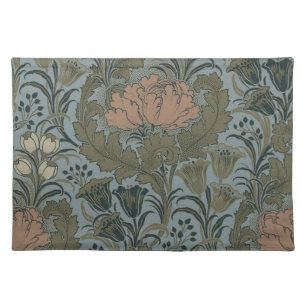 Antique Victorian Floral Pattern Sage Terracota Cloth Placemat