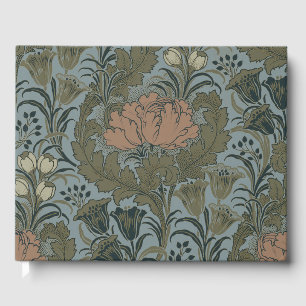 Antique Victorian Floral Pattern Sage Terracota Guest Book