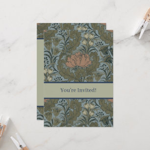 Antique Victorian Floral Pattern Sage Terracota Invitation