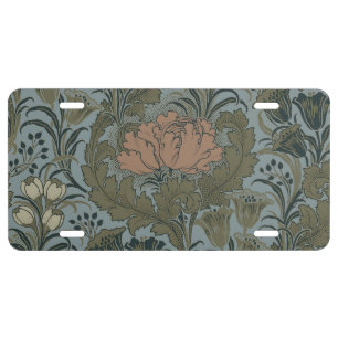 Antique Victorian Floral Pattern Sage Terracota License Plate