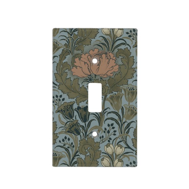 Antique Victorian Floral Pattern Sage Terracota Light Switch Cover (Front)
