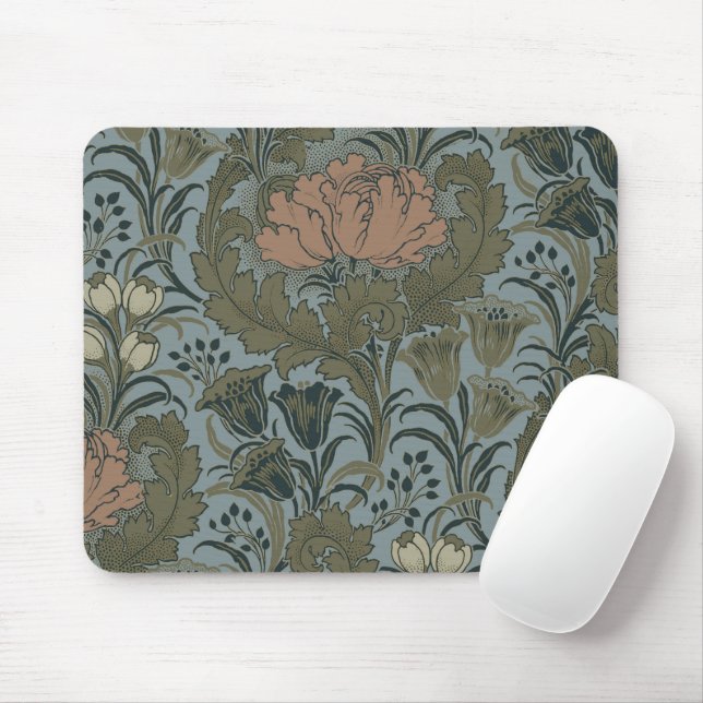 Antique Victorian Floral Pattern Sage Terracota Mouse Pad (With Mouse)