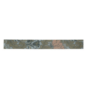 Antique Victorian Floral Pattern Sage Terracota Satin Ribbon