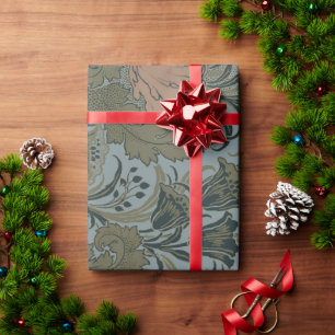 Antique Victorian Floral Pattern Sage Terracota Wrapping Paper