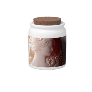 Antique victorian ivory cameo silhouette candy jar