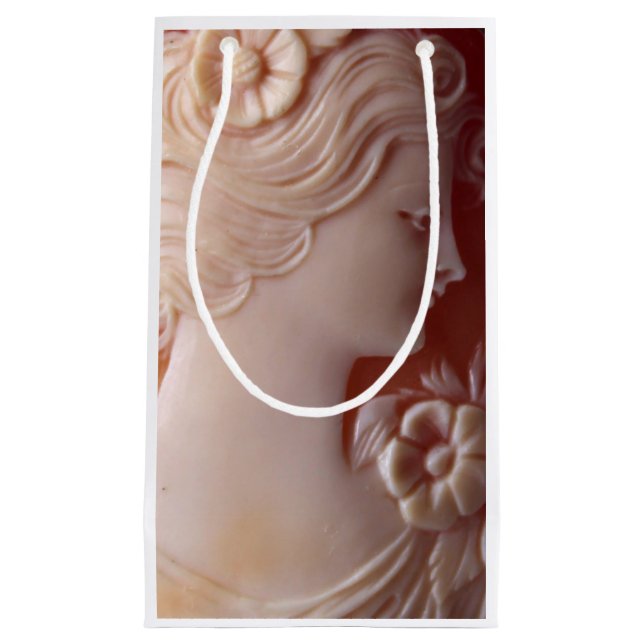 Antique victorian ivory cameo silhouette small gift bag (Front)