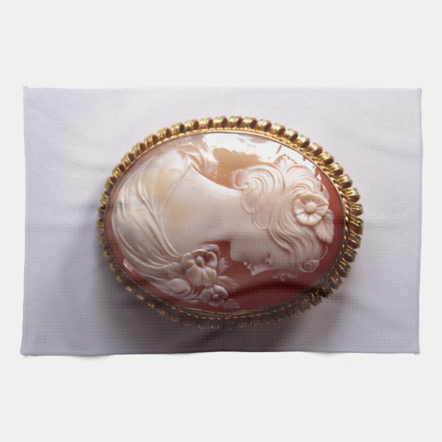 Antique victorian ivory cameo silhouette towel (Horizontal)