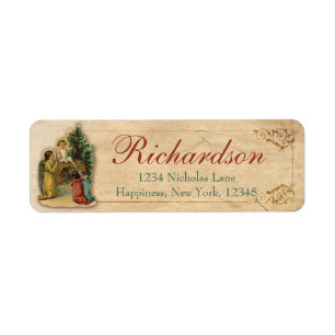 Antique Victorian Jesus Nativity Angel Christian Label