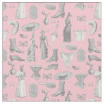 antique victorian lady animals pink toile women fabric