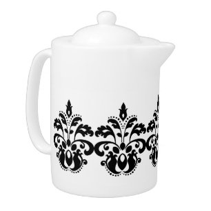 Antique victorian lolita damask pattern teapot