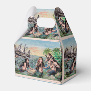 Antique Victorian Mermaids Treasure Ship Vintage Favor Boxes
