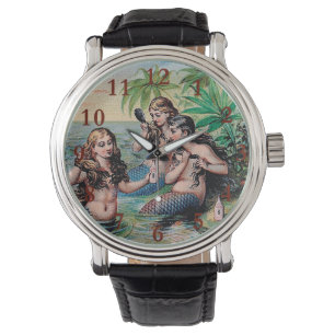 Antique Victorian Mermaids Treasure Ship Vintage Watch