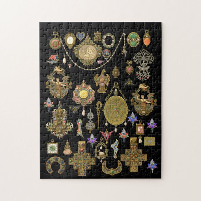 Antique Victorian, nouveau and deco Jewelry art  Jigsaw Puzzle (Vertical)