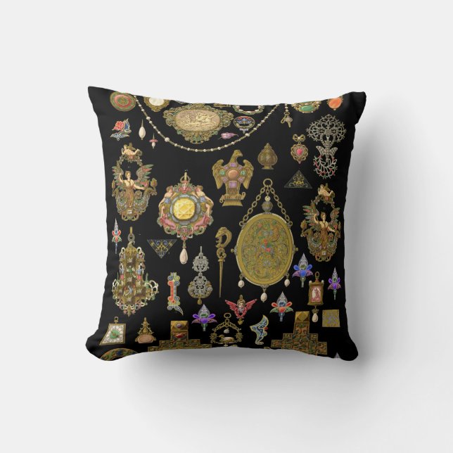Antique Victorian, nouveau and deco Jewelry art  Throw Pillow (Front)