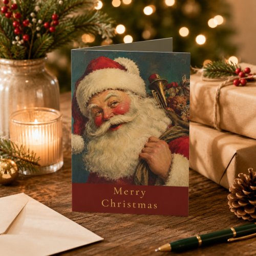 Antique Victorian Santa Claus Merry Christmas  Card