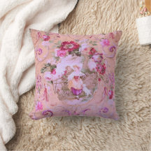 Antique Victorian Toile Rococo Style Floral Pink