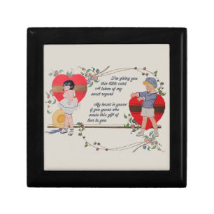 Antique Victorian Valentine Card Art Retro Child Gift Box