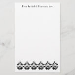 Antique victorian vintage black damask pattern stationery