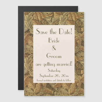 Antique Victorian Warm Autumn Leaves Save The Date Magnetic Invitation by InvitationCafe at Zazzle