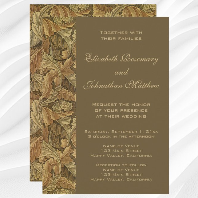 Antique Victorian Warm Autumn Leaves Wedding Invitation (Antique Victorian Warm Autumn Leaves Wedding Invitation)