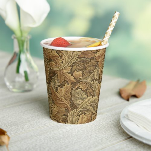 Antique Victorian Warm Autumn Leaves Wedding Paper Cups