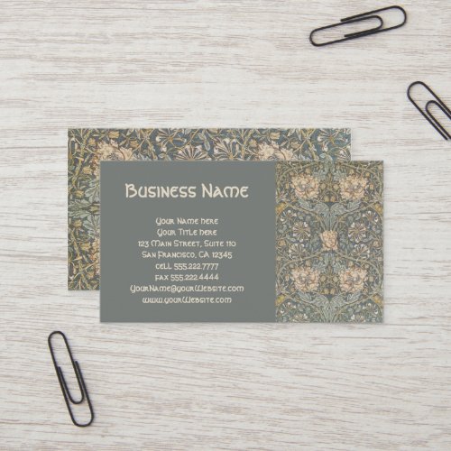 Antique Victorian William Morris Flowers Floral Business Card Template