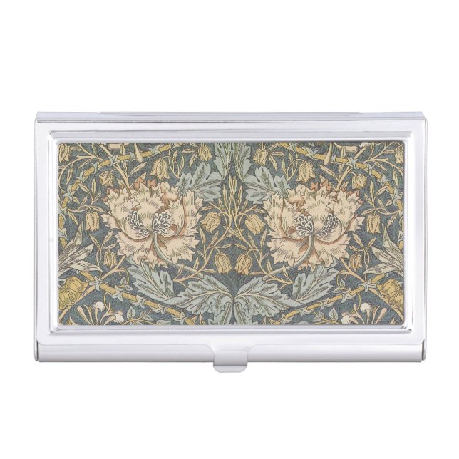 Antique Victorian William Morris Flowers Floral Business Card Case (Front)