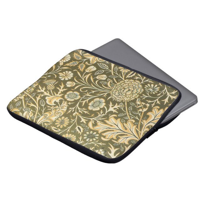 Antique Victorian William Morris Garden Flowers Laptop Sleeve (Front Top)