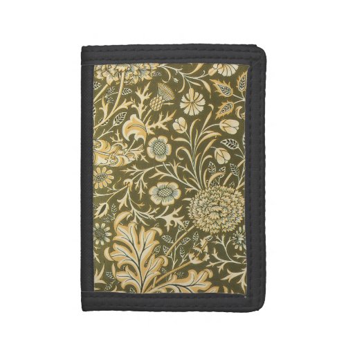 Antique Victorian William Morris Garden Flowers Tri_fold Wallet