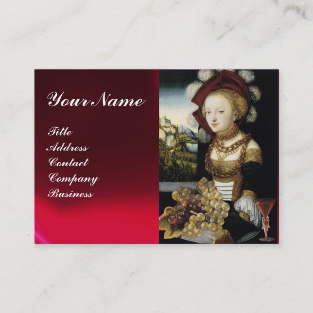 ANTIQUE VINEYARD GRAPES WINE TASTING RED WAX SEAL BUSINESS CARD (Front)