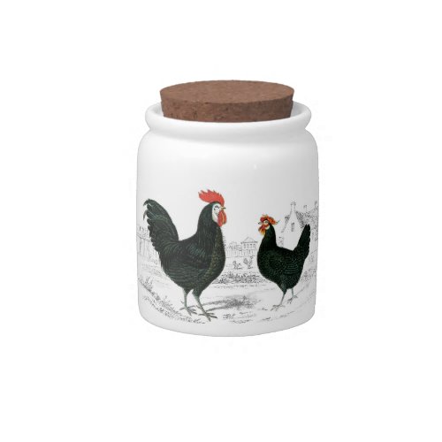 Antique Vintage Advertising Rooster and Chicken Candy Jar