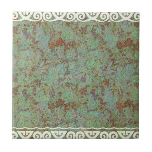 Antiquevintageaquaflorallacepatternvictorian Tile