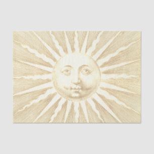 Antique Vintage Beige Gold Sun Face Tissue Paper