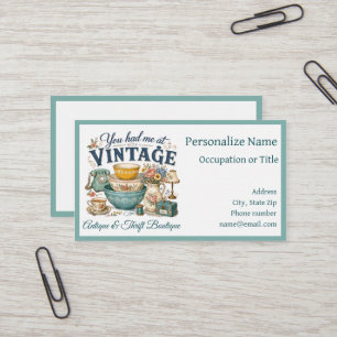 Antique & Vintage Boutique Thrift Shop Business Card