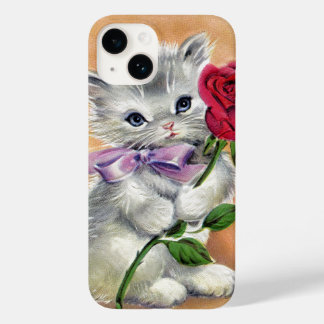 Antique vintage cat coquette cute kitten rose Case-Mate iPhone 14 case