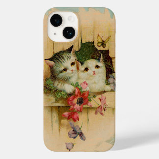 Antique vintage cat painting cute kitten butterfly Case-Mate iPhone 14 case