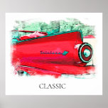 *~* Antique Vintage Classic Red Car Poster<br><div class="desc">(search AP11 for vehicle theme products) POSTER PRINT of an OLD CLASSIC VINTAGE RED car in an Abstract Modern and Grunge style Digital Enhanced Photo Painting - PERSONALIZE TEXT IF DESIRED. - A true Classic - RED car. The background Frame is WHITE. The word CLASSIC can be edited to your...</div>